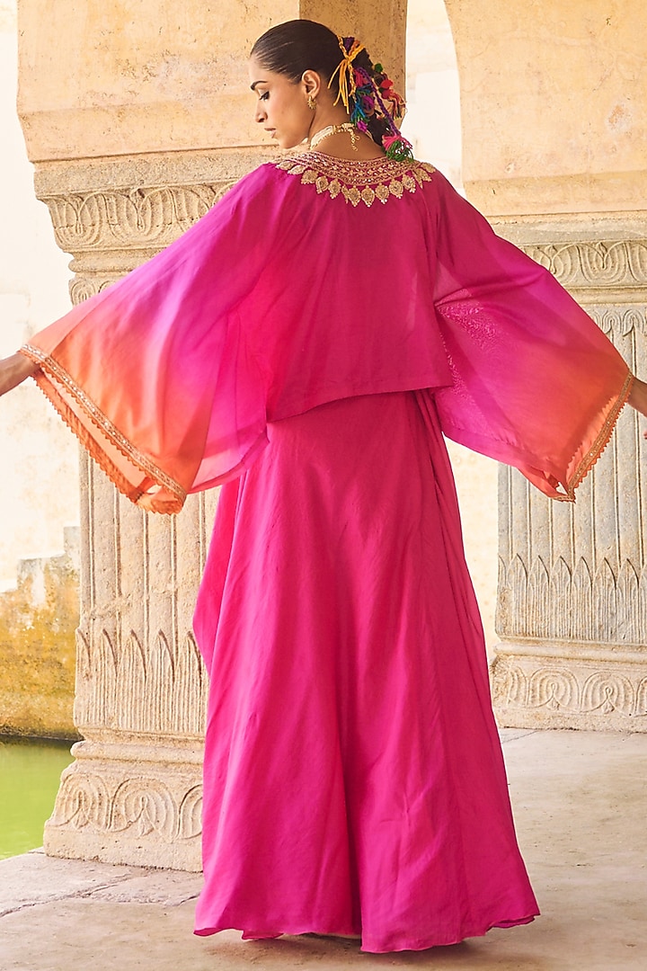 Pink Pure Silk Zardosi Hand Embroidered Kaftan Set by Vinita Bhansali at Pernia's Pop Up Shop