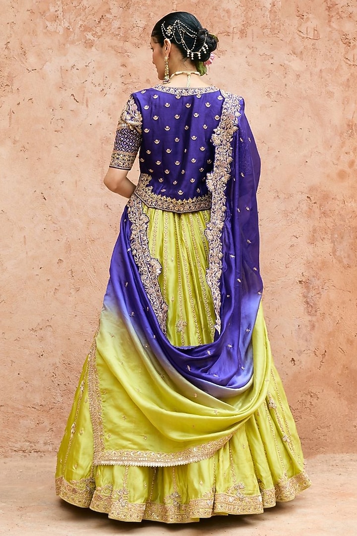 Purple Pure Silk Hand Embroidered Bridal Lehenga Set by Vinita Bhansali at Pernia's Pop Up Shop