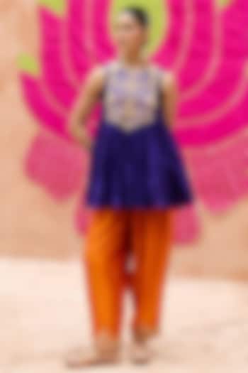 Purple Pure Silk Hand-Embroidered Co-Ord Set by Vinita Bhansali at Pernia's Pop Up Shop