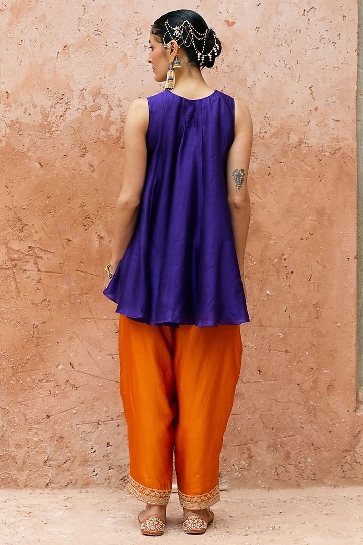 Purple Pure Silk Hand-Embroidered Co-Ord Set by Vinita Bhansali at Pernia's Pop Up Shop
