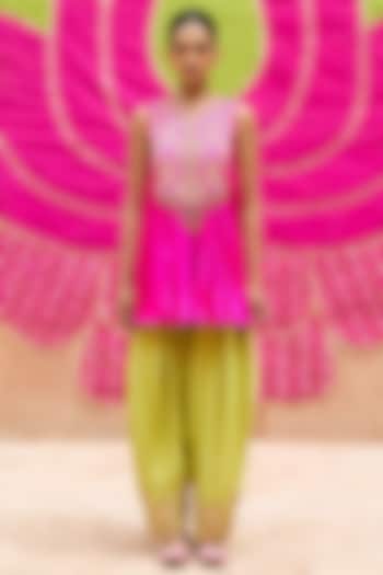 Pink Pure Silk Hand Embroidered Co-ord Set by Vinita Bhansali at Pernia's Pop Up Shop