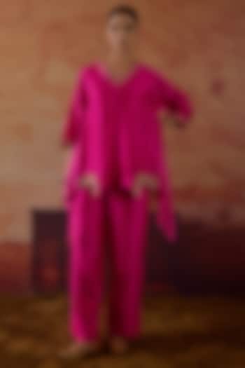 Pink Pure Silk Zardosi Hand Embroidered Co-Ord Set by Vinita Bhansali at Pernia's Pop Up Shop