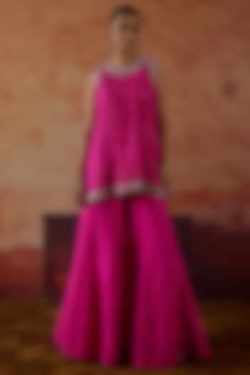 Pink Pure Silk Zardosi Hand Embroidered Co-Ord Set by Vinita Bhansali at Pernia's Pop Up Shop