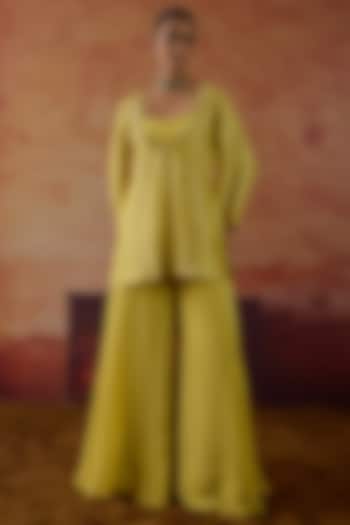 Apple Green Pure Crepe Gharara Set by Vinita Bhansali at Pernia's Pop Up Shop