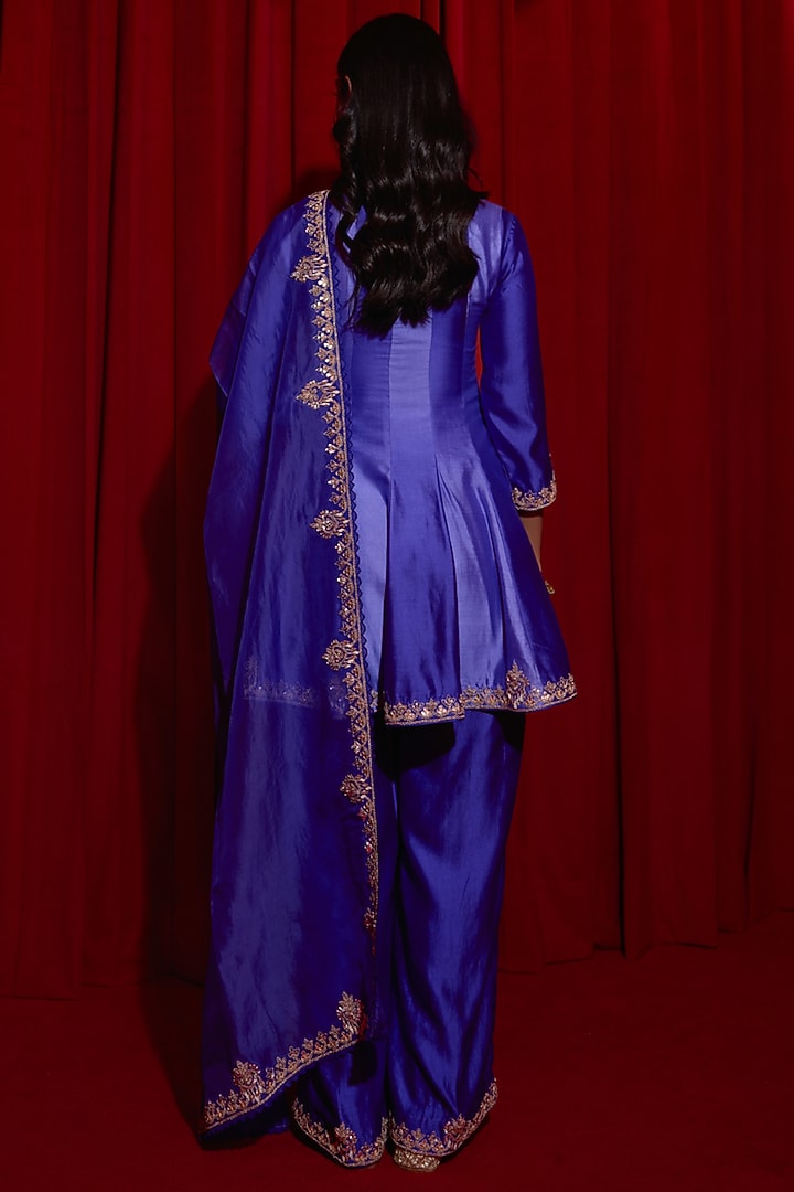 Purple Ombre Pure Silk Sequins Embroidered Wedding Anarkali Set by Vinita Bhansali at Pernia's Pop Up Shop