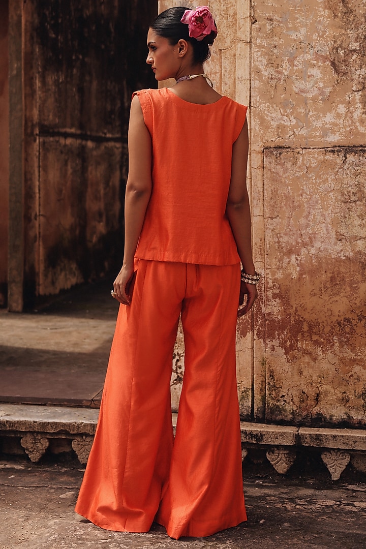 Orange Pure Silk Zardosi Embroidered Co-Ord Set by Vinita Bhansali at Pernia's Pop Up Shop