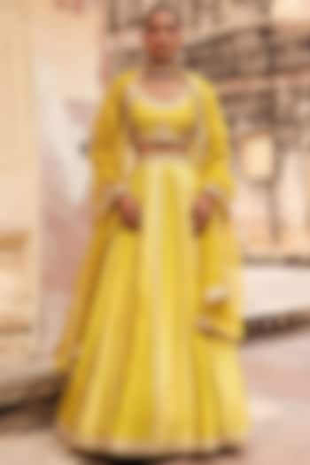 Apple Green Pure Silk Zardosi Embroidered Wedding Lehenga Set by Vinita Bhansali at Pernia's Pop Up Shop