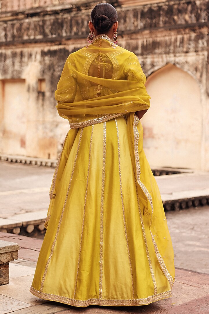 Apple Green Pure Silk Zardosi Embroidered Wedding Lehenga Set by Vinita Bhansali at Pernia's Pop Up Shop