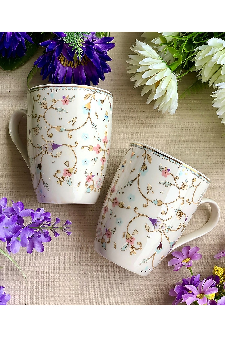 White Premium Porcelain Mugs (Set of 2) by Vigneto at Pernia's Pop Up Shop