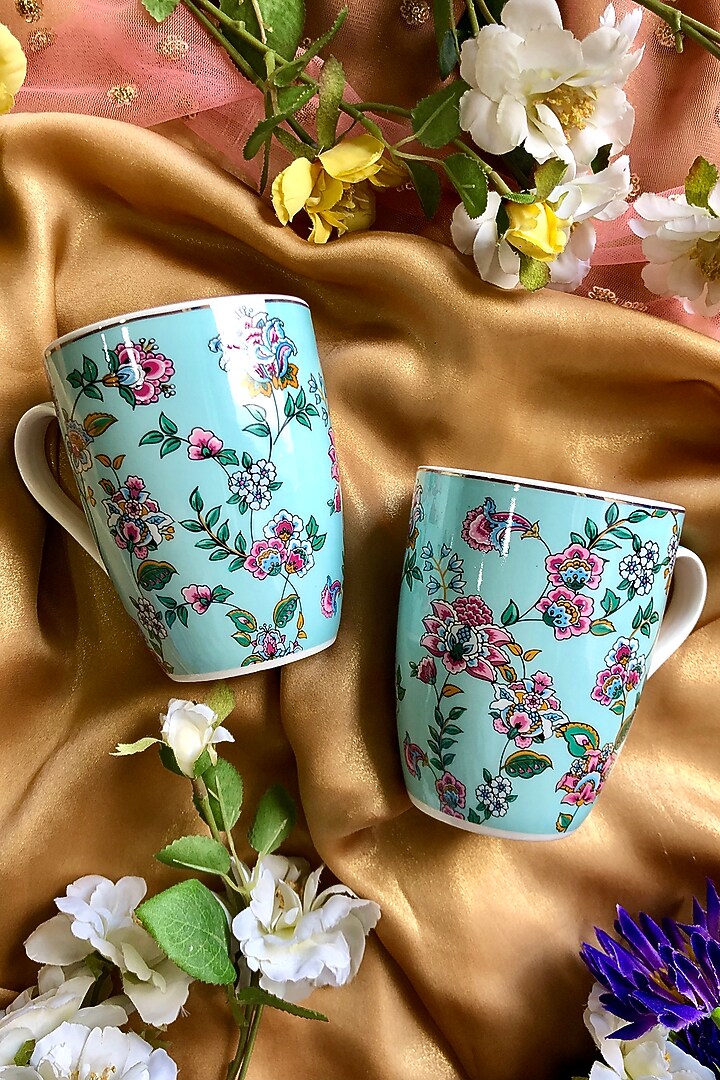 Blue Premium Porcelain Mugs (Set of 2) by Vigneto at Pernia's Pop Up Shop