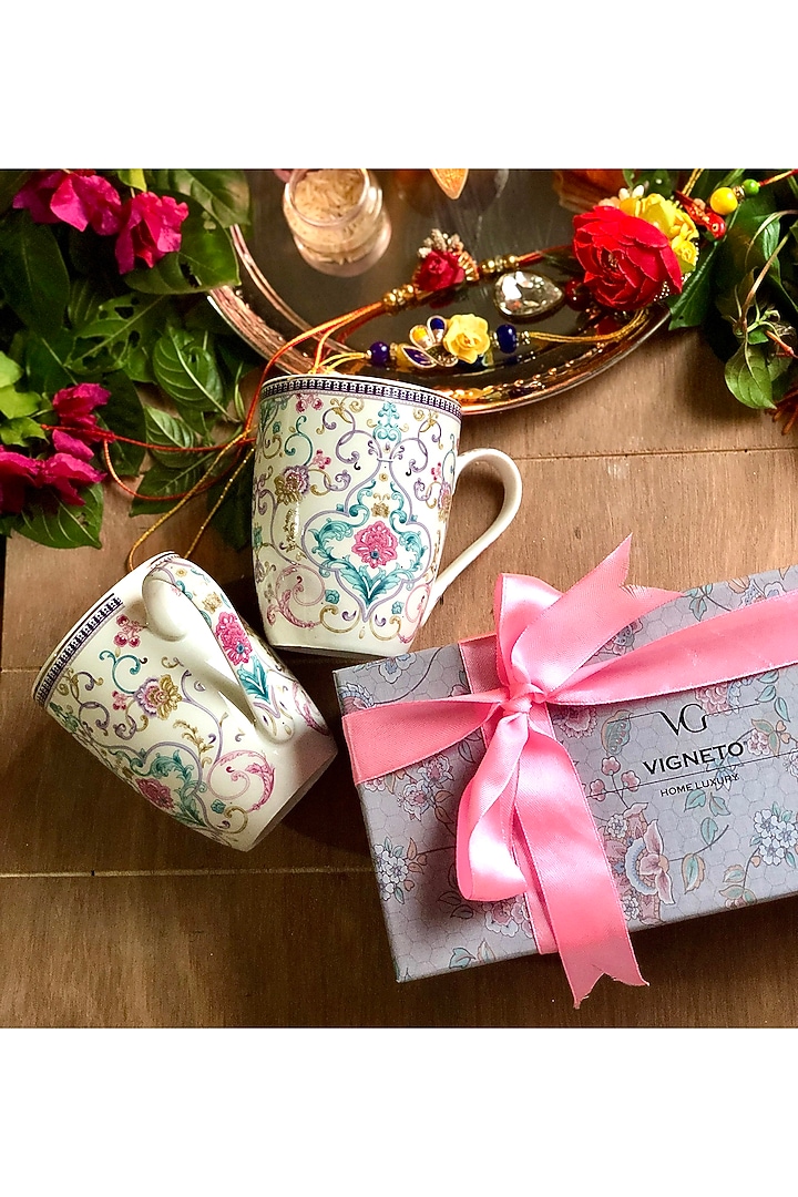 White & Pastel Blue Premium Porcelain Mugs (Set of 2) by Vigneto at Pernia's Pop Up Shop