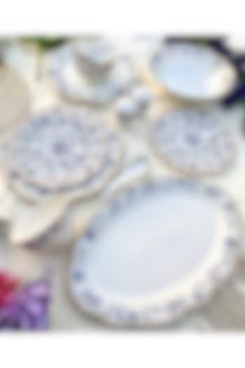 White & Royal Blue Porcelain Dinner Set (Set of 36) by Vigneto at Pernia's Pop Up Shop