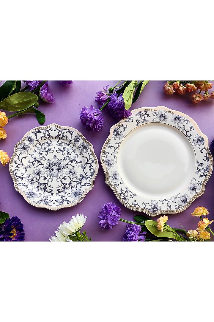 White & Royal Blue Porcelain Dinner Set (Set of 36) by Vigneto at Pernia's Pop Up Shop