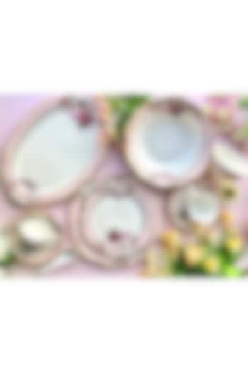 White & Pink Porcelain Dinner Set (Set of 36) by Vigneto at Pernia's Pop Up Shop