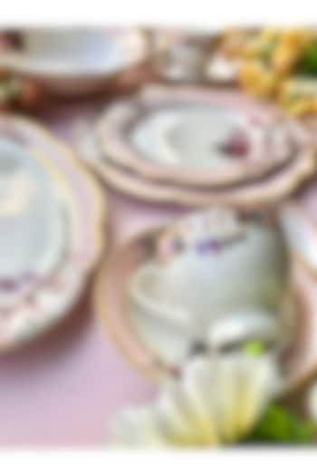 White & Pink Porcelain Dinner Set (Set of 36) by Vigneto