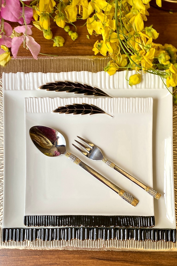 White Porcelain Square Serving Platter Set (Set of 7) by Vigneto at Pernia's Pop Up Shop