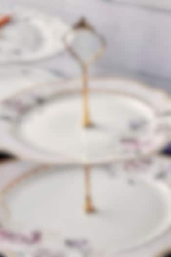 White & Pink Finest Premium Porcelain Two-Tiered Dessert Stand by Vigneto at Pernia's Pop Up Shop