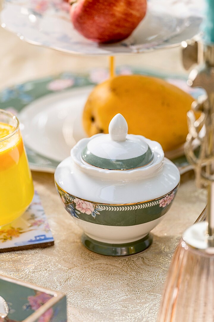 White Finest Premium Porcelain Floral Embossed Tea Set by Vigneto at Pernia's Pop Up Shop