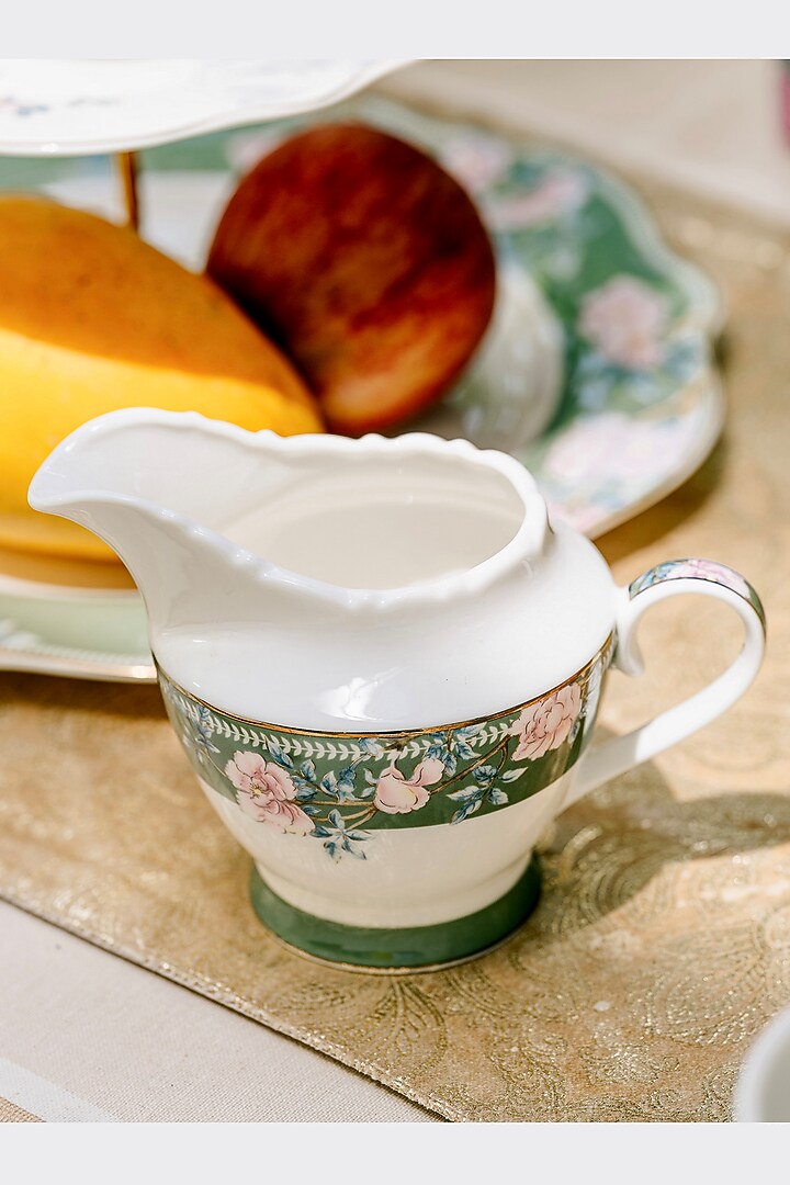 White Finest Premium Porcelain Floral Embossed Tea Set by Vigneto at Pernia's Pop Up Shop