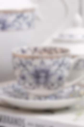 White Finest Premium Porcelain Floral Tea Set by Vigneto