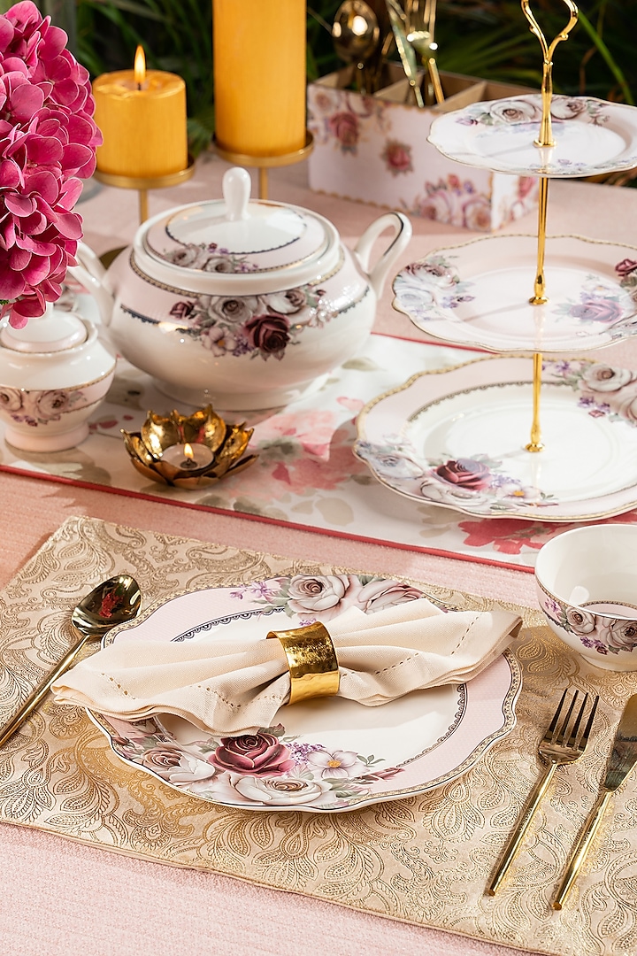 Pink White Finest Premium Porcelian Floral Dinner Set by Vigneto at  Pernia's Pop Up Shop