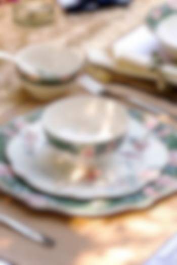 Green & White Finest Premium Porcelian Floral Dinner Set by Vigneto at Pernia's Pop Up Shop