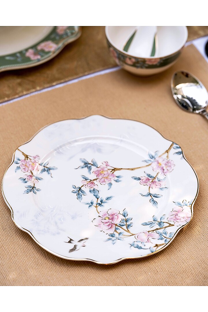 Green & White Finest Premium Porcelian Floral Dinner Set by Vigneto at Pernia's Pop Up Shop