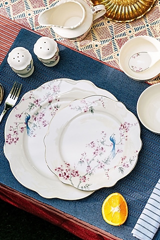 Pink & White Finest Premium Porcelain Floral Dinner Set by Vigneto