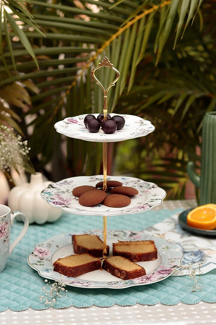 Multi-Colored Finest Premium Porcelain Three-Tiered Dessert Stand by Vigneto at Pernia's Pop Up Shop
