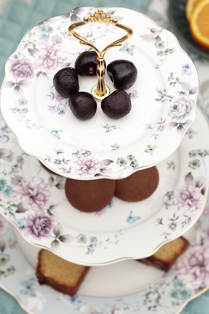 Multi-Colored Finest Premium Porcelain Three-Tiered Dessert Stand by Vigneto at Pernia's Pop Up Shop