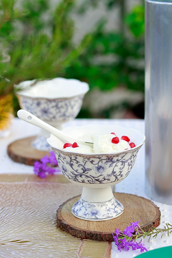 White & Blue Finest Premium Porcelain Dessert Cup Set by Vigneto at Pernia's Pop Up Shop