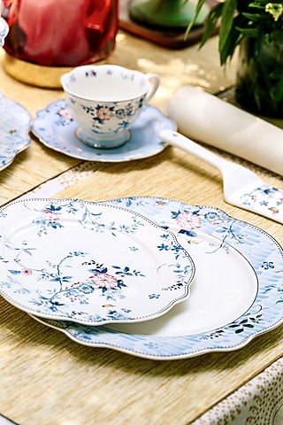 White & Blue Finest Premium Porcelain Snack Set by Vigneto