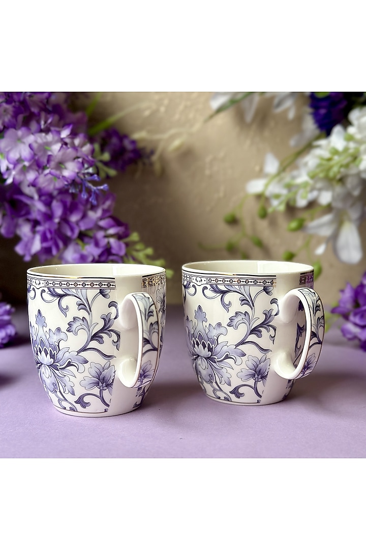 White & Royal Blue Finest Premium Porcelain Mug Set by Vigneto at Pernia's Pop Up Shop