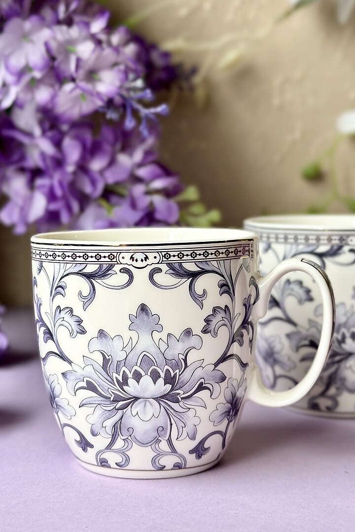 White & Royal Blue Finest Premium Porcelain Mug Set by Vigneto at Pernia's Pop Up Shop