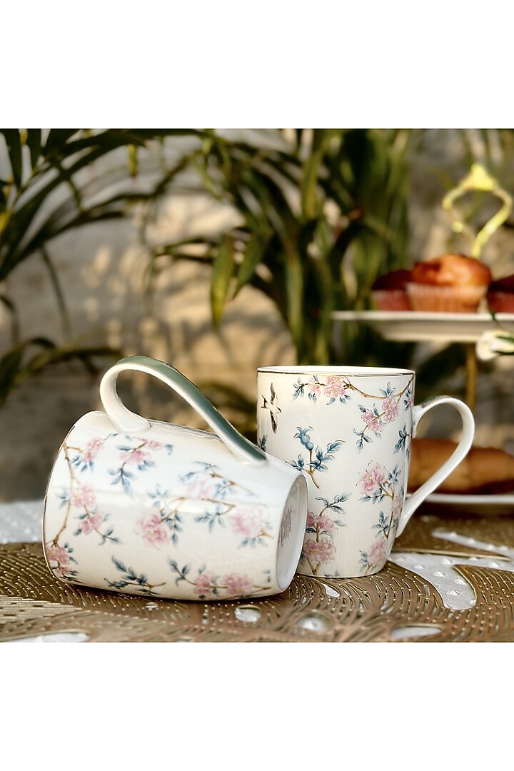 White & Green Finest Premium Porcelain Mug Set by Vigneto at Pernia's Pop Up Shop