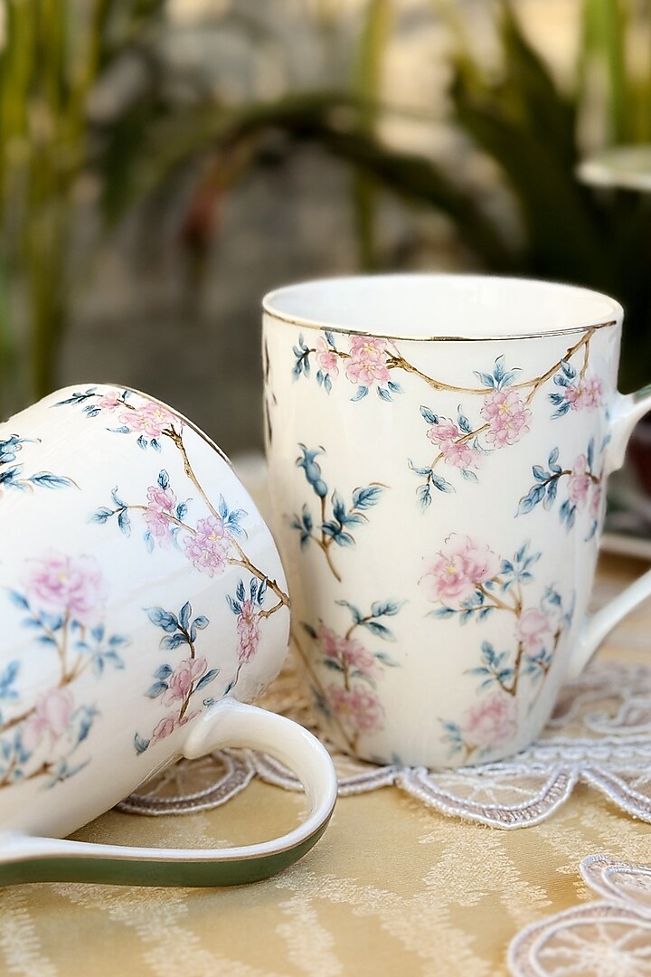 White & Green Finest Premium Porcelain Mug Set by Vigneto at Pernia's Pop Up Shop