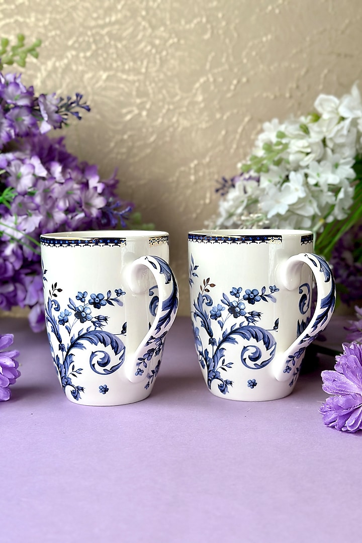 White & Midnight Blue Finest Premium Porcelain Mug Set Design by Vigneto at  Pernia's Pop Up Shop 2024