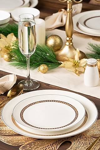 White & Golden Finest Premium Porcelain Dinner Set by Vigneto