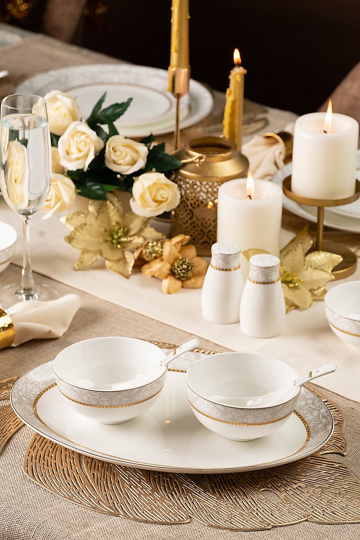 Grey & White Finest Premium Porcelain Dinner Set by Vigneto at Pernia's Pop Up Shop