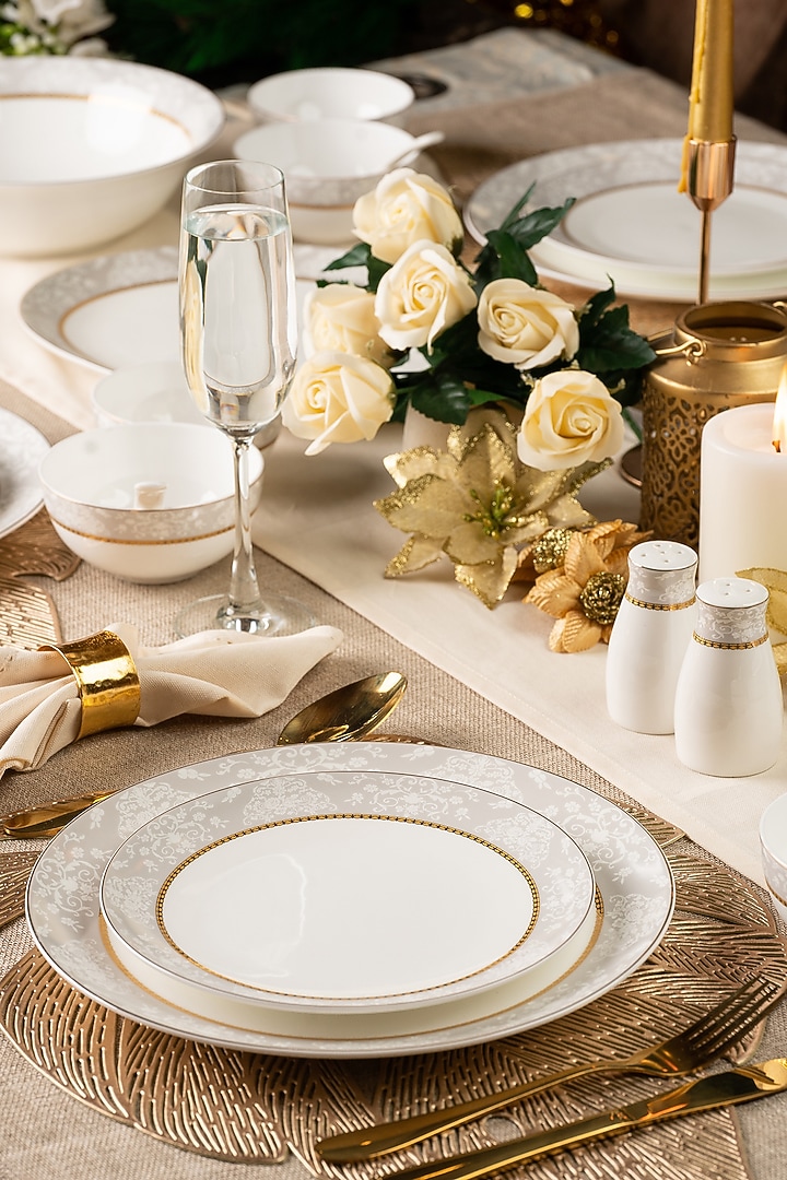 Grey & White Finest Premium Porcelain Dinner Set by Vigneto at Pernia's Pop Up Shop