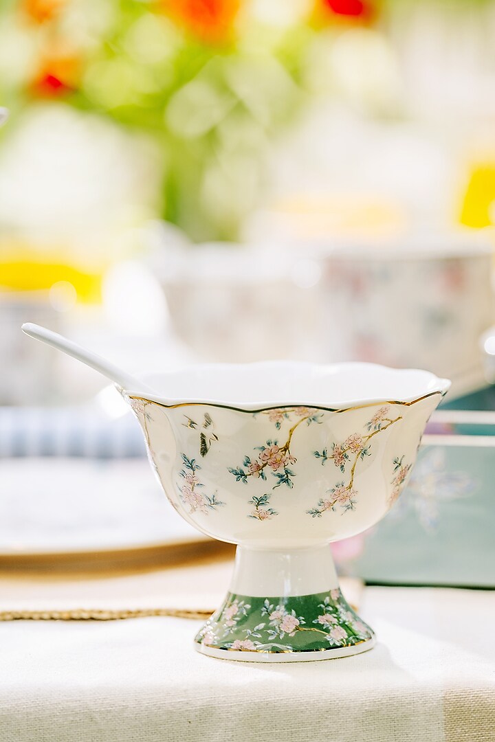 White & Green Finest Premium Porcelain Dessert Cup Set by Vigneto at Pernia's Pop Up Shop