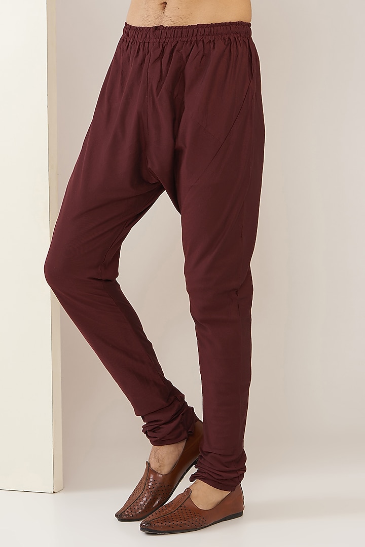 Wine Cotton Blend Mirror Embroidered Kurta Set by VICUGNA at Pernia's Pop Up Shop