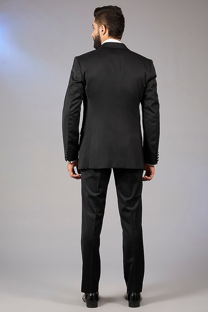 Jet Black Poly Viscose Blend Tuxedo Set by VICUGNA at Pernia's Pop Up Shop