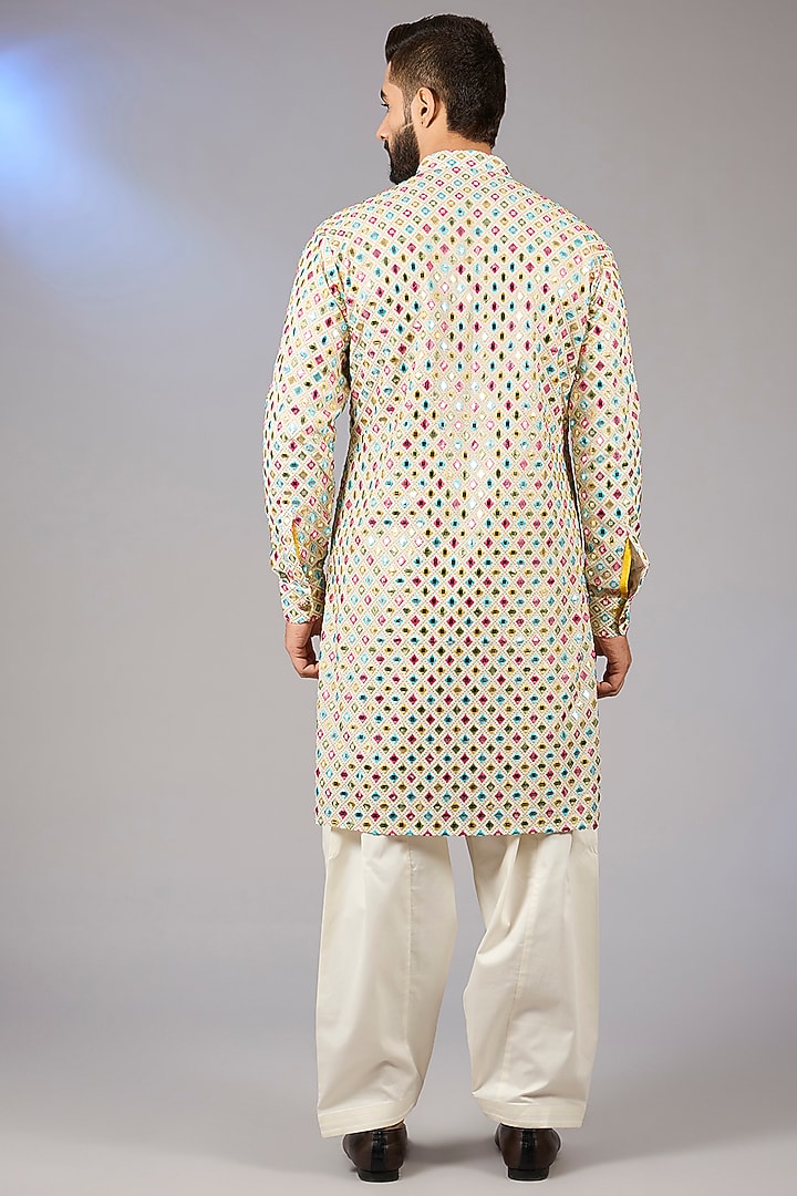 Multi-Colored Poly Viscose Blend Embroidered Kurta Set by VICUGNA at Pernia's Pop Up Shop