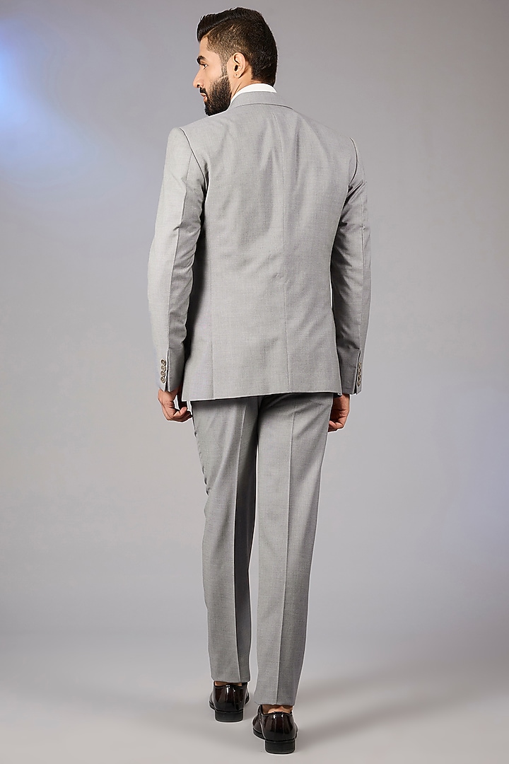 Grey Poly Viscose Blend Blazer Set by VICUGNA at Pernia's Pop Up Shop