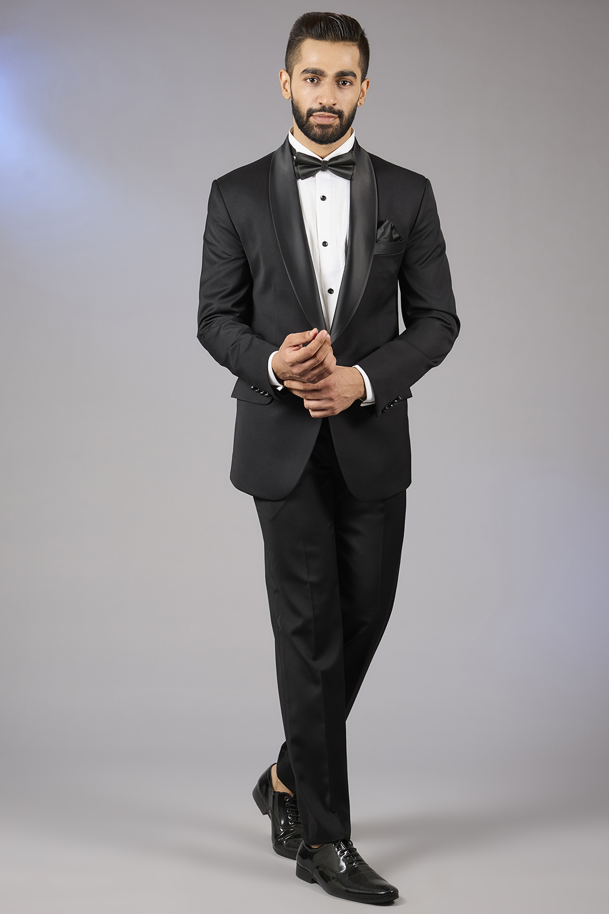 Black Poly Viscose Blend Tuxedo Set by VICUGNA