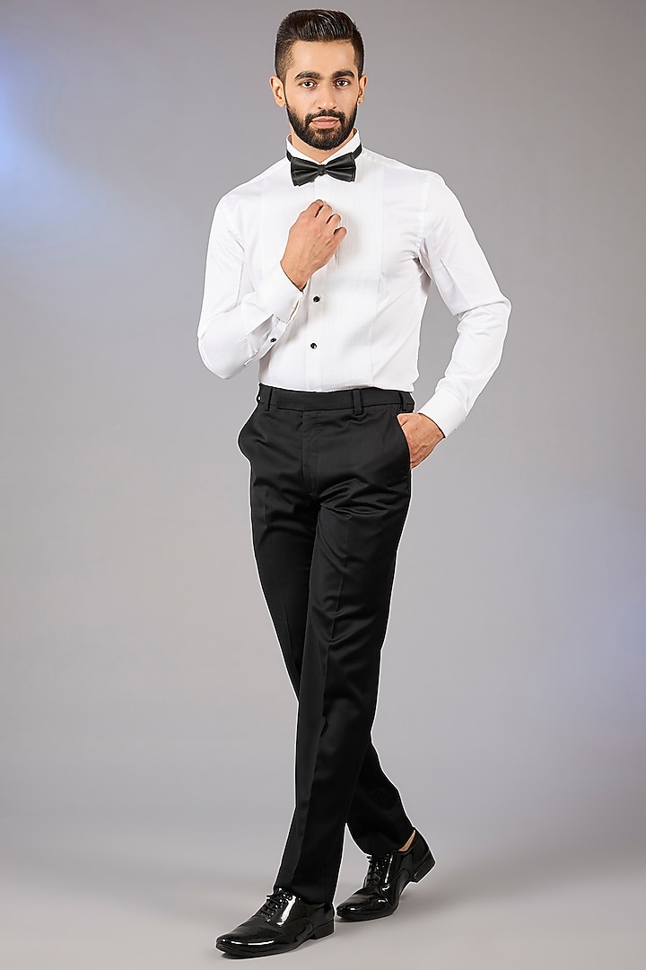 Black Poly Viscose Blend Tuxedo Set by VICUGNA at Pernia's Pop Up Shop