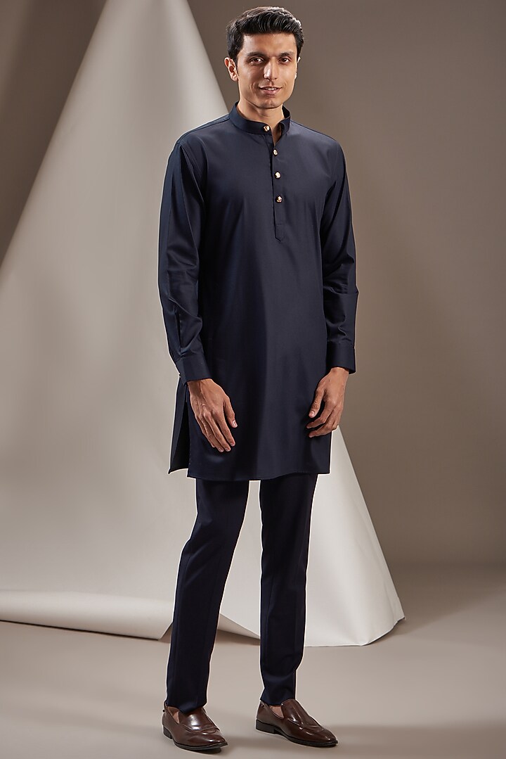 Blue Poly Viscose Embroidered Wedding Sherwani Set by VICUGNA at Pernia's Pop Up Shop