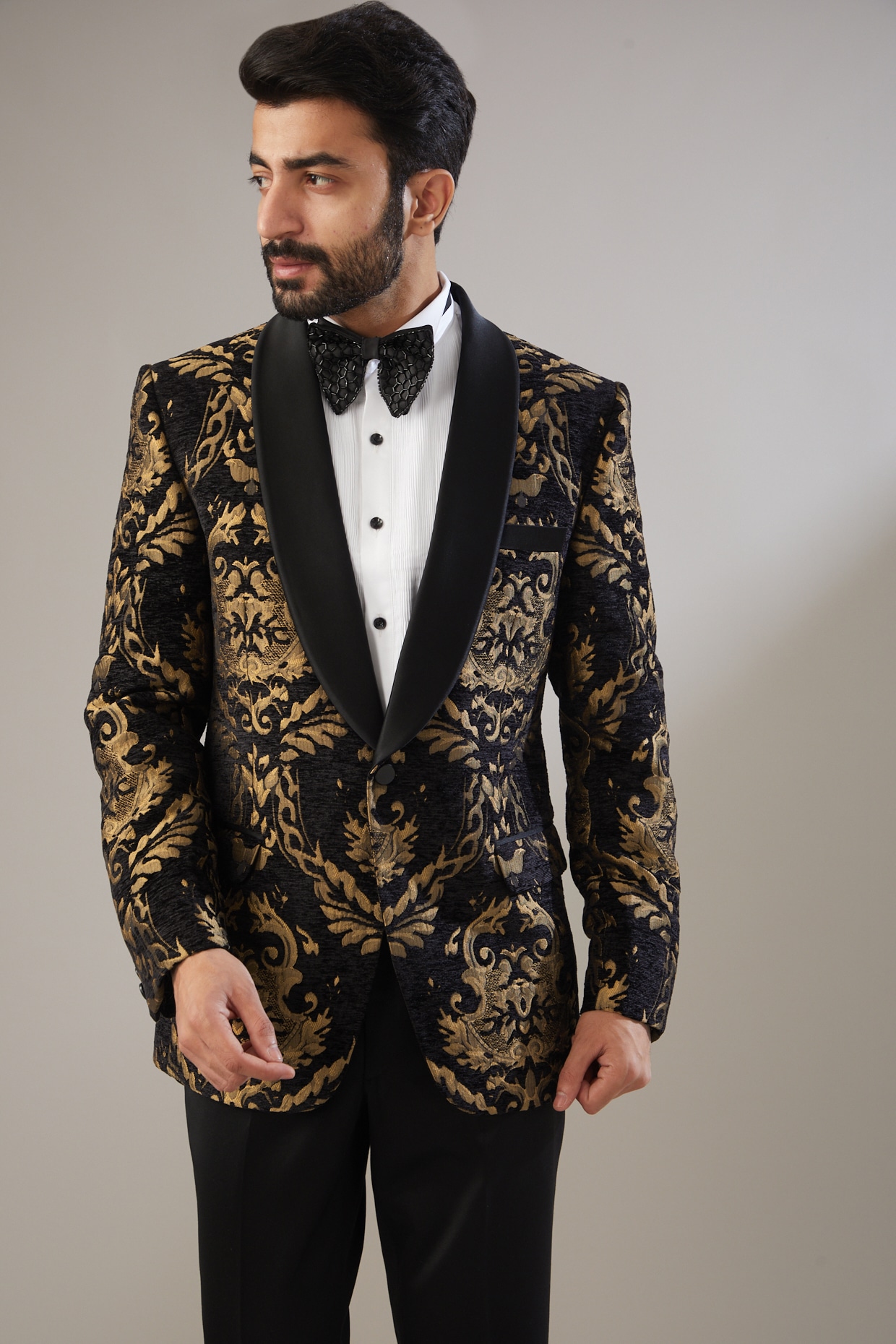 gold paisley tuxedo