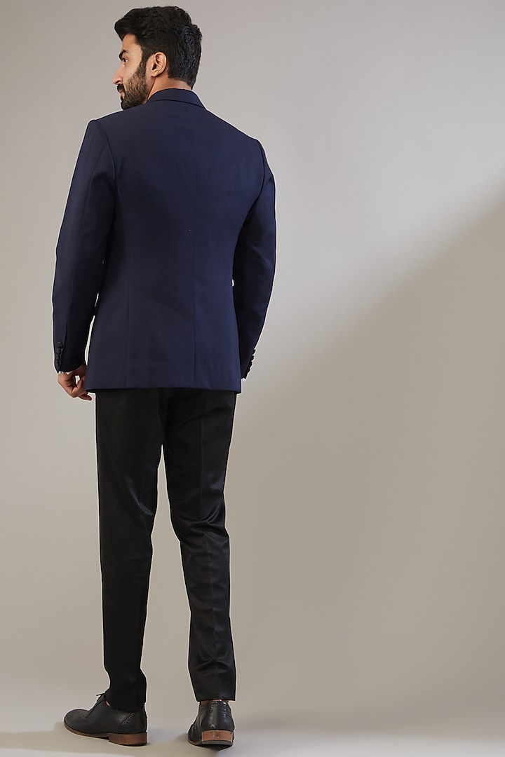 Blue Poly Viscose Tuxedo Set by VICUGNA at Pernia's Pop Up Shop
